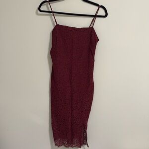 Express maroon spaghetti strap lace dress